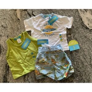 NEW Infant Boy 3-6M Gymboree 3 Piece Set Blue Miami Summer NWT (M2)